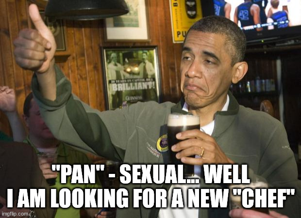 Not Bad | "PAN" - SEXUAL... WELL I AM LOOKING FOR A NEW "CHEF" | image tagged in not bad | made w/ Imgflip meme maker