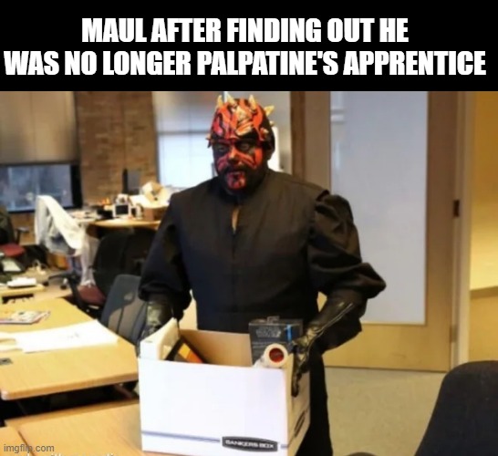 And He Got His Legs Back..... | MAUL AFTER FINDING OUT HE WAS NO LONGER PALPATINE'S APPRENTICE | image tagged in darth maul | made w/ Imgflip meme maker