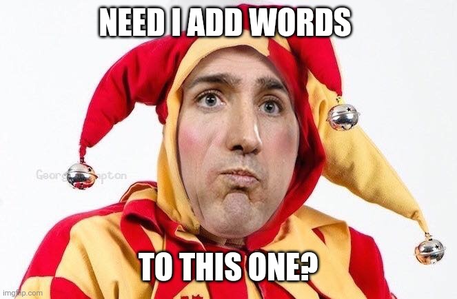 Trudeau the clown | NEED I ADD WORDS; TO THIS ONE? | image tagged in trudeau the clown | made w/ Imgflip meme maker