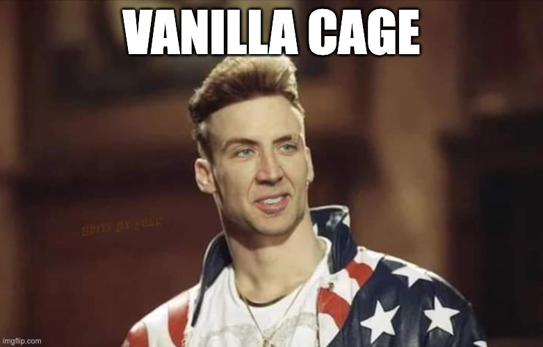 Cages O Vanilla | VANILLA CAGE | image tagged in vanilla ice,nicholas cage,music,movie,meme | made w/ Imgflip meme maker
