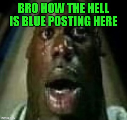 terror | BRO HOW THE HELL IS BLUE POSTING HERE | image tagged in terror | made w/ Imgflip meme maker