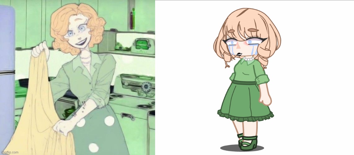 So uh I made the housewife radio song character in gacha. The song link is in comments | made w/ Imgflip meme maker