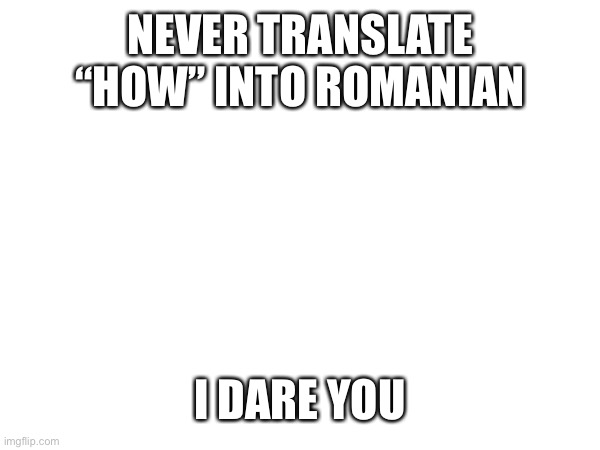I dare you | NEVER TRANSLATE “HOW” INTO ROMANIAN; I DARE YOU | image tagged in dare | made w/ Imgflip meme maker