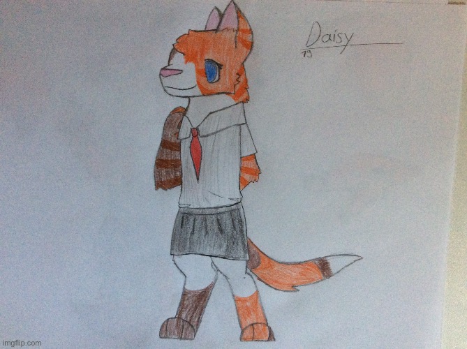 First time drawing Daisy. (Female calico - 19 years old) | made w/ Imgflip meme maker