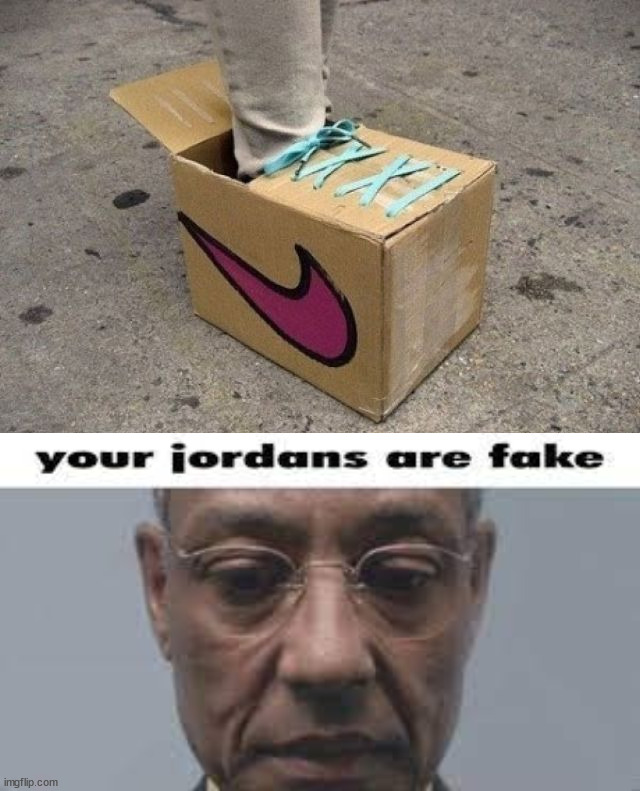 image tagged in your jordans are fake | made w/ Imgflip meme maker