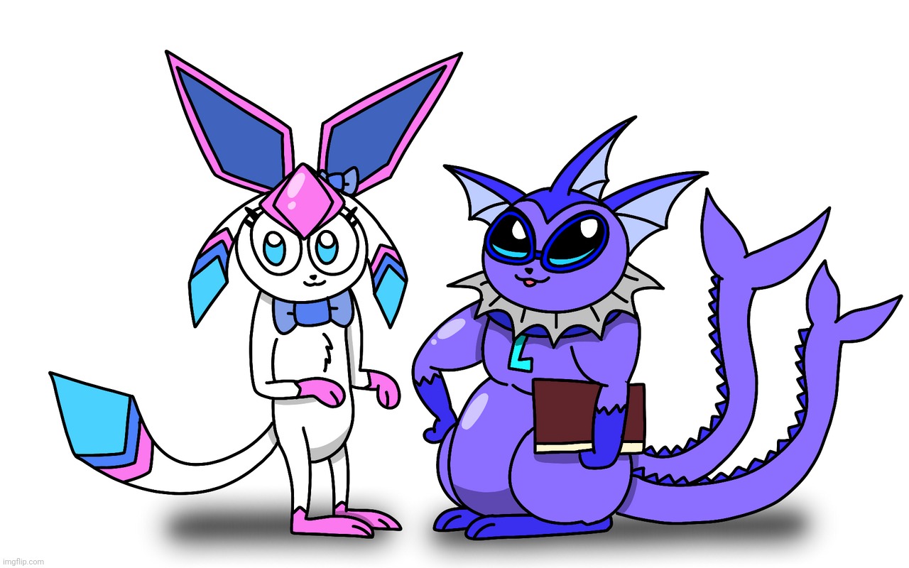 sylceon and leroy (drawn by PT) | image tagged in sylceon and leroy drawn by pt | made w/ Imgflip meme maker