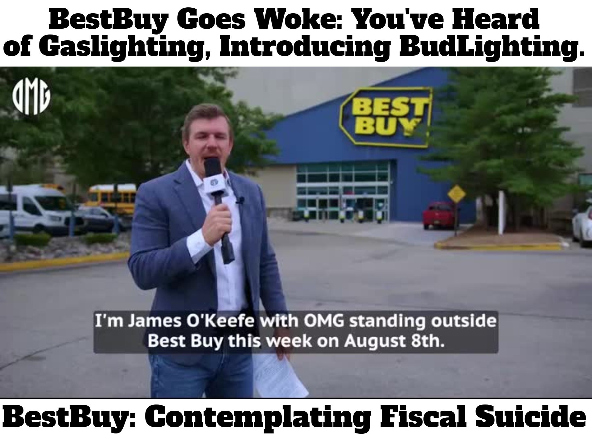 BestBuy Goes Woke: Contemplating Fiscal Suicide | image tagged in best buy,contemplating suicide guy,suicide,jump,bud light,triggering | made w/ Imgflip meme maker