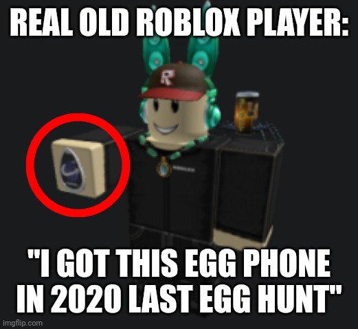 ah yes | REAL OLD ROBLOX PLAYER: "I GOT THIS EGG PHONE IN 2020 LAST EGG HUNT" | image tagged in ah yes | made w/ Imgflip meme maker