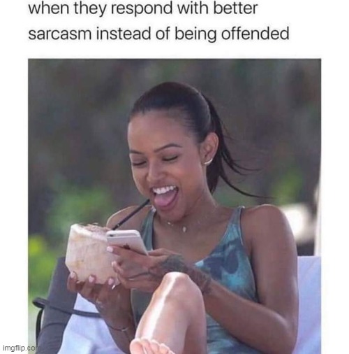 haha | image tagged in sarcasm,repost,offended,respond | made w/ Imgflip meme maker