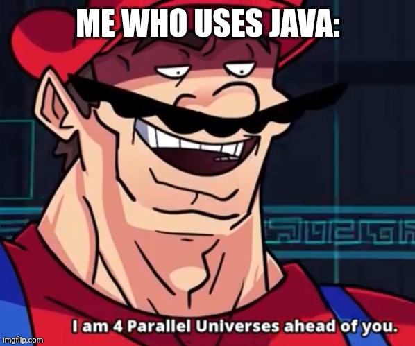 I Am 4 Parallel Universes Ahead Of You | ME WHO USES JAVA: | image tagged in i am 4 parallel universes ahead of you | made w/ Imgflip meme maker