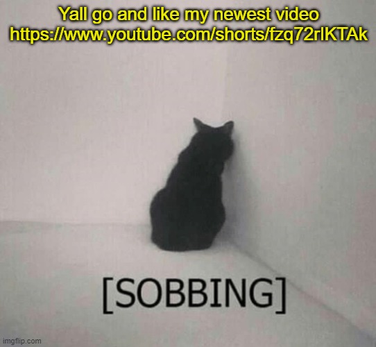 Sobbing cat | Yall go and like my newest video
https://www.youtube.com/shorts/fzq72rIKTAk | image tagged in sobbing cat | made w/ Imgflip meme maker