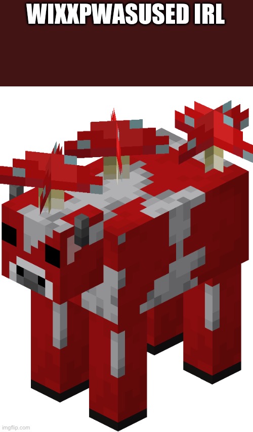 Minecraft mooshroom | WIXXPWASUSED IRL | image tagged in minecraft mooshroom | made w/ Imgflip meme maker