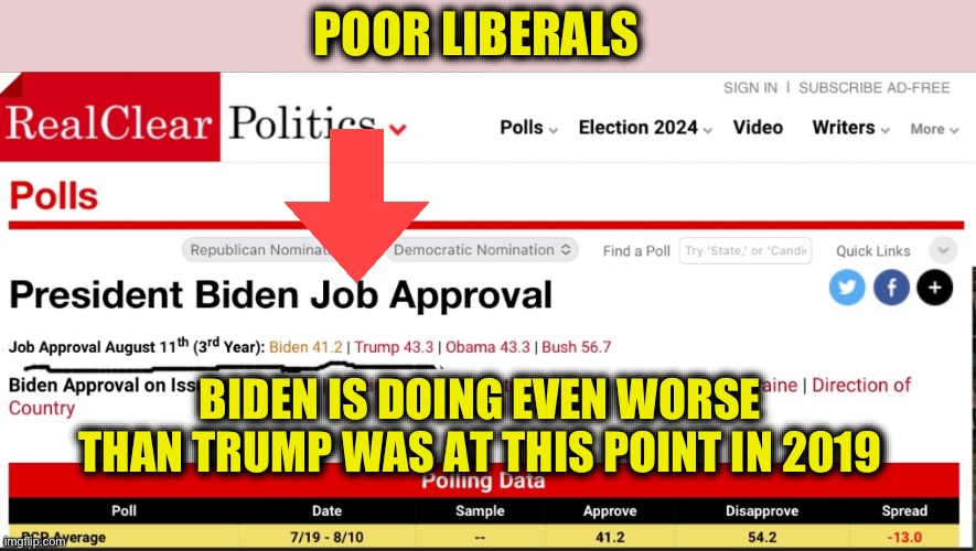 Bye! | POOR LIBERALS; BIDEN IS DOING EVEN WORSE THAN TRUMP WAS AT THIS POINT IN 2019 | image tagged in joe biden,biden,donald trump,liberal logic,stupid liberals,memes | made w/ Imgflip meme maker