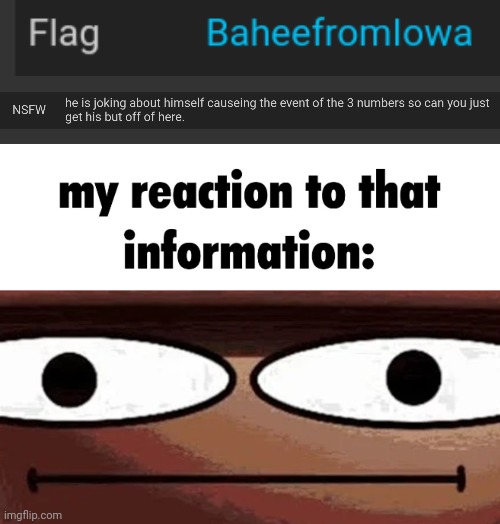 image tagged in his reaction to that information | made w/ Imgflip meme maker