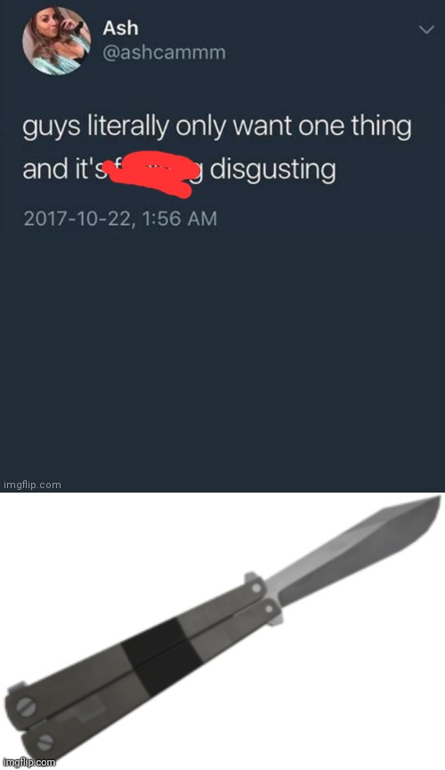 I want a balisong so much bro. | image tagged in guys literally only want one thing,spy knife,tf2,spy | made w/ Imgflip meme maker