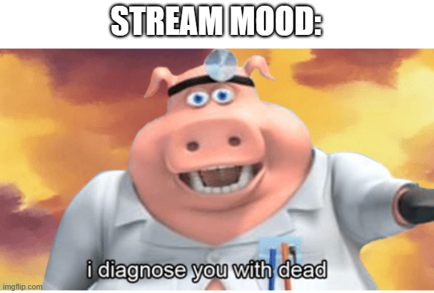 I diagnose you with dead | STREAM MOOD: | image tagged in i diagnose you with dead | made w/ Imgflip meme maker