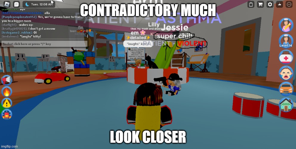 HMMMMMMMMMM | CONTRADICTORY MUCH; LOOK CLOSER | image tagged in roblox,siblings | made w/ Imgflip meme maker