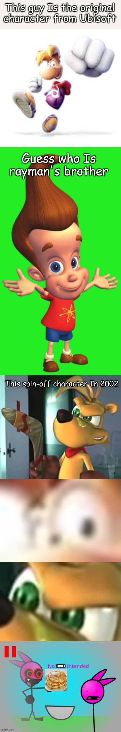 They both have the same eyes | This guy Is the original character from Ubisoft; Guess who Is rayman's brother; This spin-off character In 2002; HUMOR | image tagged in ty the tasmanian tiger,rayman,reference | made w/ Imgflip meme maker