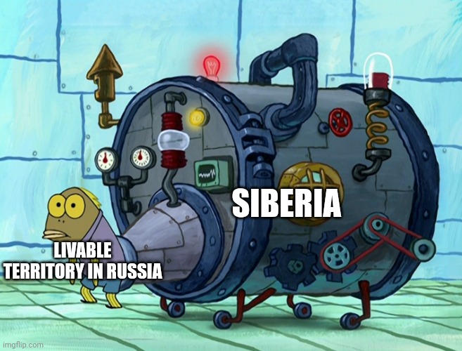 Most of Russia is Siberia, lol | SIBERIA; LIVABLE TERRITORY IN RUSSIA | image tagged in iron ass | made w/ Imgflip meme maker