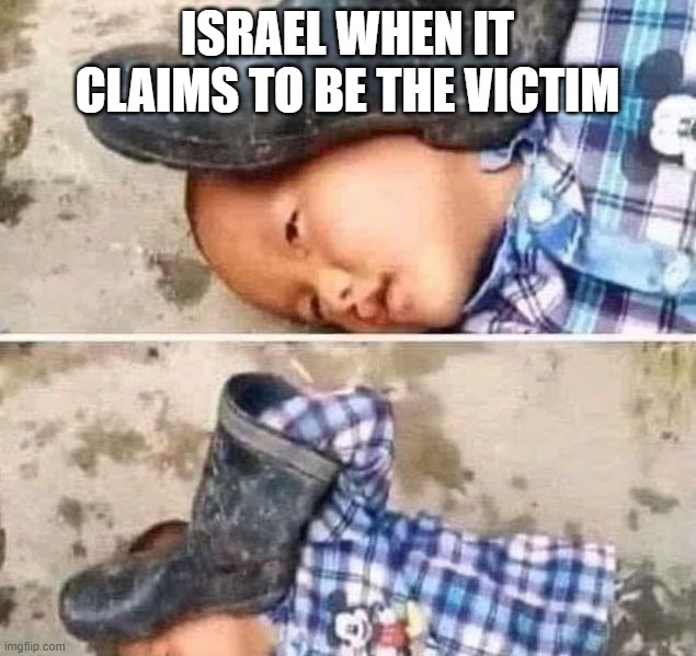Because Simple Facts Don't Lie | ISRAEL WHEN IT CLAIMS TO BE THE VICTIM | image tagged in boot on head kid,israel,victim,victims | made w/ Imgflip meme maker
