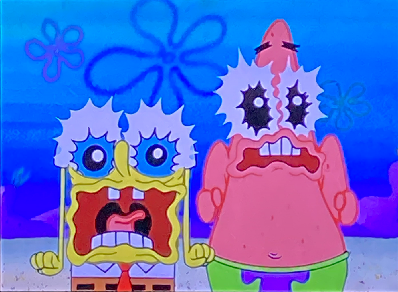 High Quality Scare spongboob and patrichard Blank Meme Template