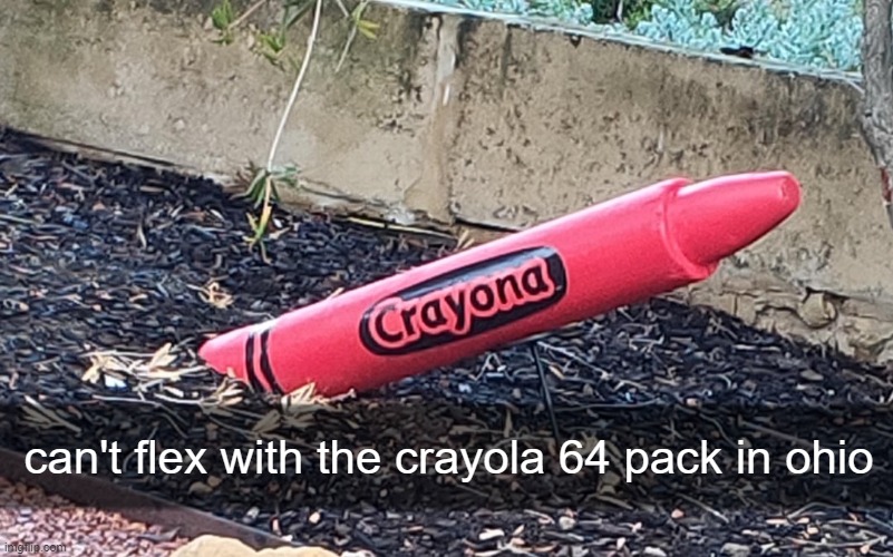 Only in Ohio | can't flex with the crayola 64 pack in ohio | image tagged in ohio,crayons | made w/ Imgflip meme maker