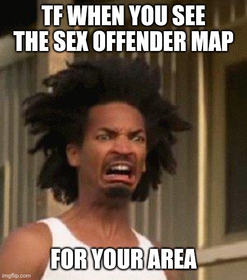 Disgusted Face | TF WHEN YOU SEE THE SEX OFFENDER MAP FOR YOUR AREA | image tagged in disgusted face | made w/ Imgflip meme maker