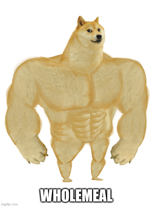 Swole Doge | WHOLEMEAL | image tagged in swole doge | made w/ Imgflip meme maker