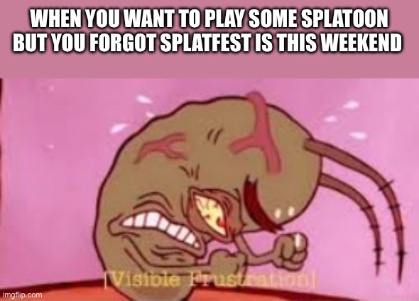 I hate splatfest because there’s no rank modes available | WHEN YOU WANT TO PLAY SOME SPLATOON BUT YOU FORGOT SPLATFEST IS THIS WEEKEND | image tagged in visible frustration,splatoon,funni squid game | made w/ Imgflip meme maker