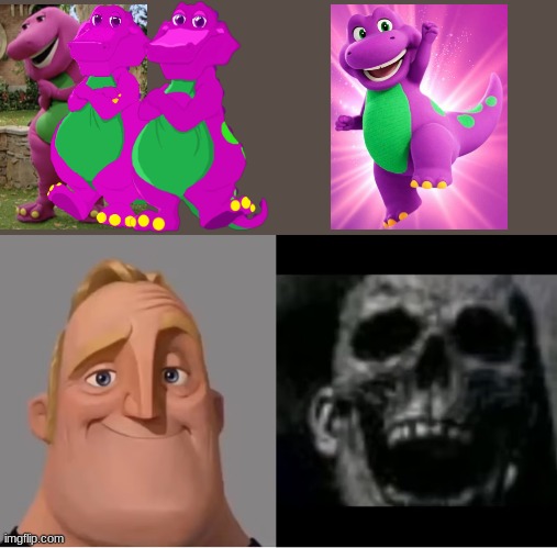 POV: Your Barney Design | image tagged in mr incredible becoming uncanny small size version,barney,barney the dinosaur | made w/ Imgflip meme maker