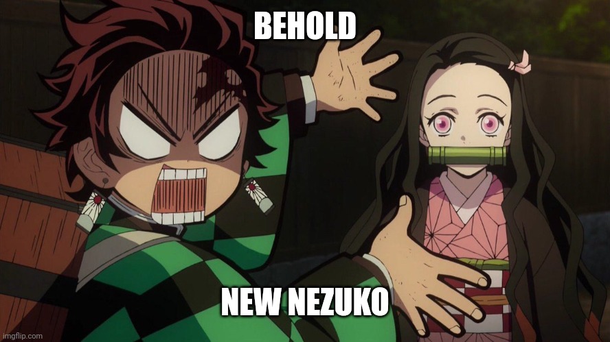 Our Nezuko | BEHOLD NEW NEZUKO | image tagged in our nezuko | made w/ Imgflip meme maker