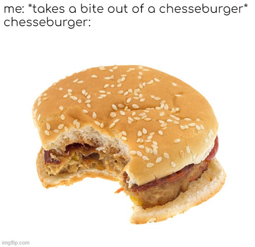 uninteresting | me: *takes a bite out of a chesseburger*
chesseburger: | image tagged in lol,uninteresting | made w/ Imgflip meme maker