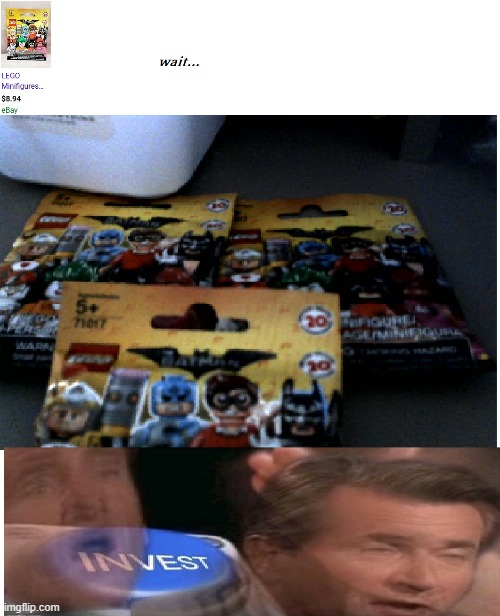 i found these blind bags in my desk | image tagged in lego,invest,meme,relatable | made w/ Imgflip meme maker