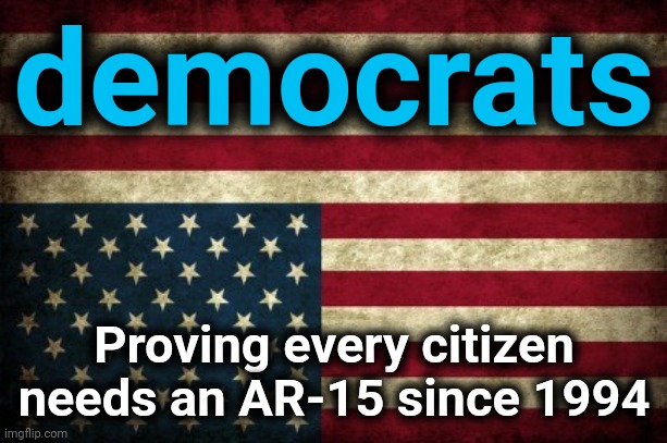 Upside down flag | democrats; Proving every citizen needs an AR-15 since 1994 | image tagged in upside down flag,memes,democrats,guns,second amendment,destruction of america | made w/ Imgflip meme maker