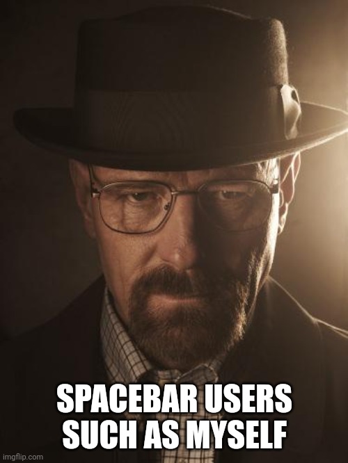 Walter White | SPACEBAR USERS SUCH AS MYSELF | image tagged in walter white | made w/ Imgflip meme maker