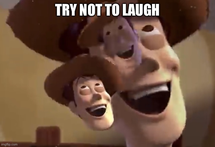 woody laughing | TRY NOT TO LAUGH | image tagged in woody laughing | made w/ Imgflip meme maker