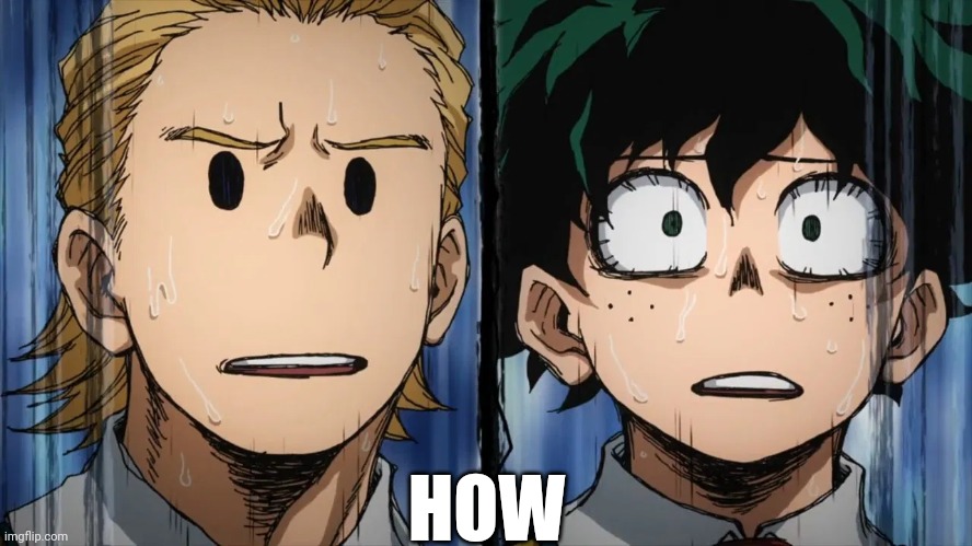 deku and mirio | HOW | image tagged in deku and mirio | made w/ Imgflip meme maker