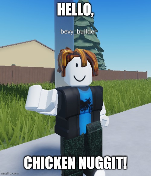 Bacon hair thanks | HELLO, CHICKEN NUGGIT! | image tagged in bacon hair thanks | made w/ Imgflip meme maker