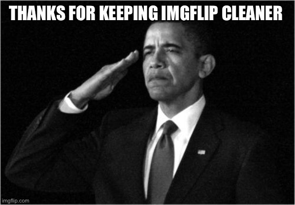 You’ve done good deeds, thank you. | THANKS FOR KEEPING IMGFLIP CLEANER | image tagged in obama-salute | made w/ Imgflip meme maker