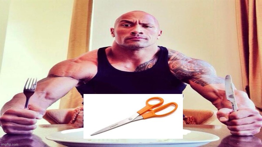 Dwayne the rock eating | image tagged in dwayne the rock eating,rock paper scissors,scumbag scissors | made w/ Imgflip meme maker