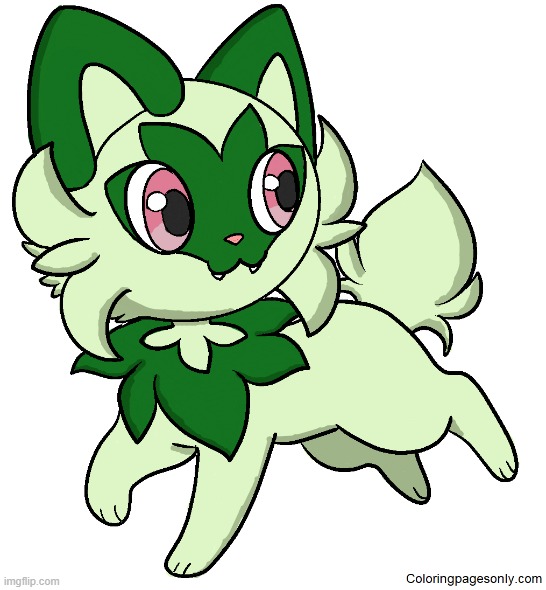 "Sprigatito, The Grass Cat Pokemon" | image tagged in pokemon,sprigatito,art | made w/ Imgflip meme maker