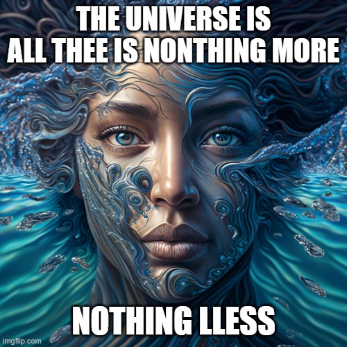 THE UNIVERSE IS ALL THEE IS NONTHING MORE; NOTHING LLESS | made w/ Imgflip meme maker