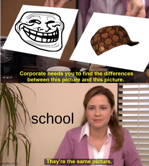 school does not make sense | school | image tagged in memes,they're the same picture | made w/ Imgflip meme maker
