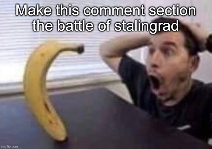 Do it for the funny | Make this comment section the battle of stalingrad | image tagged in banana standing up | made w/ Imgflip meme maker