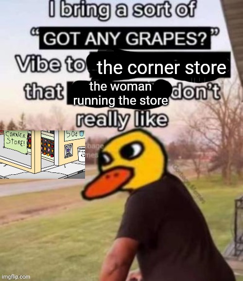 the corner store; the woman running the store | made w/ Imgflip meme maker