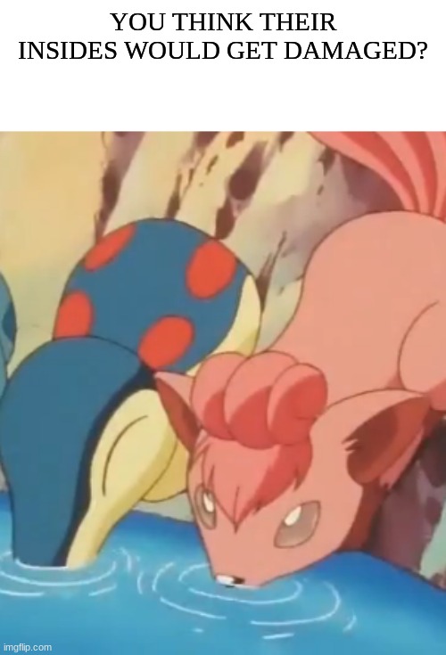Pokemon Anime Logic | YOU THINK THEIR INSIDES WOULD GET DAMAGED? | image tagged in pokemon,anime | made w/ Imgflip meme maker