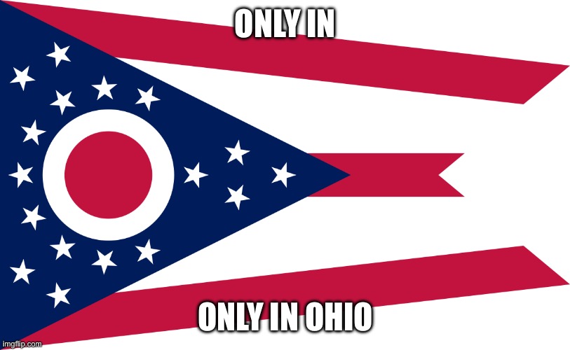 ohio flag | ONLY IN ONLY IN OHIO | image tagged in ohio flag | made w/ Imgflip meme maker