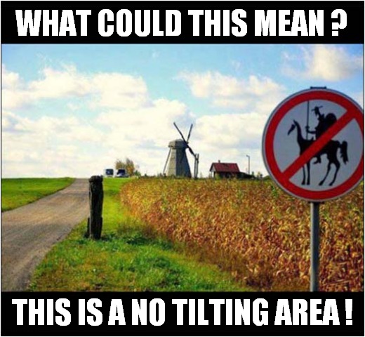 A Little Bit Of Culture For You ... | WHAT COULD THIS MEAN ? THIS IS A NO TILTING AREA ! | image tagged in fun,culture,don quixote,windmills | made w/ Imgflip meme maker
