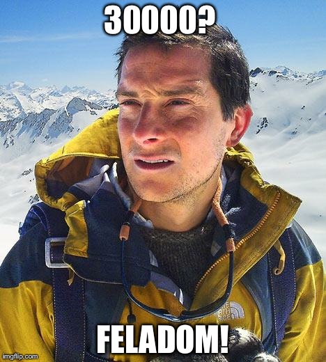Bear Grylls Meme | 30000?  FELADOM! | image tagged in memes,bear grylls | made w/ Imgflip meme maker