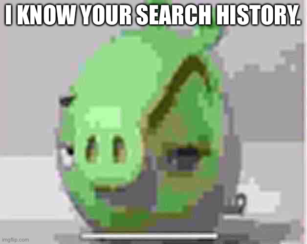 run. | I KNOW YOUR SEARCH HISTORY. | image tagged in bad piggies,search history | made w/ Imgflip meme maker